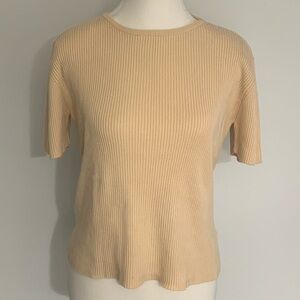 Nygard Collection Size 10-12 Beige Ribbed Knit Women's Top